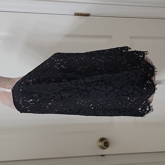 Rafaella Size L Black Lace Overshirt.  Pointed Hem with Frayed Edges. - Picture 6 of 10